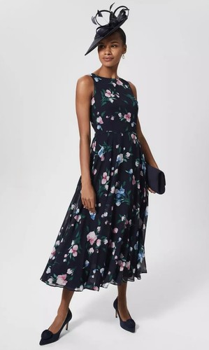 Hobbs carly navy multi - multi, midi