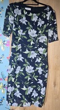 Hobbs Navy Floral Silk Dress