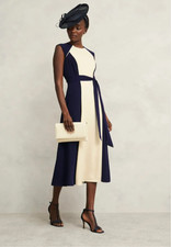 Hobbs Navy Cream Dress Size 8